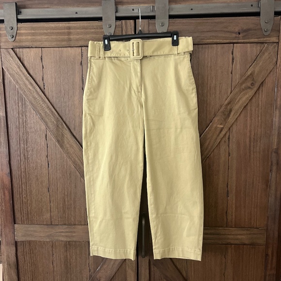 Proenza Schouler Wide Leg Cropped Cotton Light Olive Green Chino Pants Size 6 - Picture 1 of 6